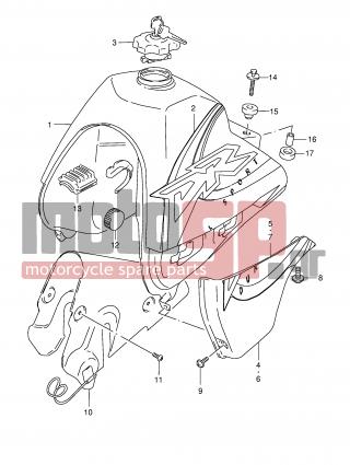 SUZUKI - DR350SE X (E2) 1999 - Body Parts - FUEL TANK (MODEL X) -  - TAPE, COVER LH 