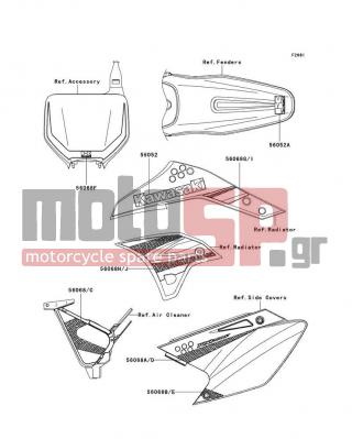 KAWASAKI - KX™250F 2008 - Body Parts - Decals - 56068-0211 - PATTERN,SIDE COVER,UPP,LH