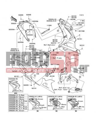 KAWASAKI - NINJA® 250R 2008 - Body Parts - Cowling Lowers - 55028-0272-15D - COWLING,SIDE,RH,C.P.BLUE