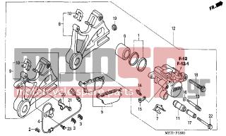HONDA - CBF500A (ED) ABS 2006 - Brakes - REAR BRAKE CALIPER - 45158-MER-D20 - CLAMPER B, SENSOR CORD