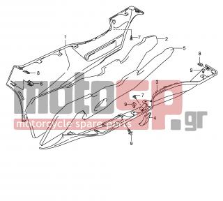SUZUKI - AN650 (E2) Burgman 2004 - Body Parts - SIDE LEG SHIELD (MODEL K5) - 48181-10G20-YBA - SHIELD, LEG SIDE LH (BLUE)
