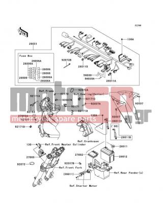 KAWASAKI - NINJA® 650R 2008 -  - Chassis Electrical Equipment - 26011-0099 - WIRE-LEAD,BATTERY(-)
