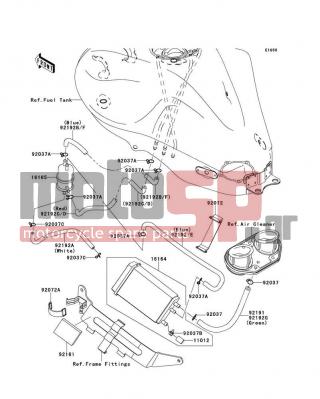 KAWASAKI - NINJA® 650R 2008 - Body Parts - Fuel Evaporative System(CA) - 92192-0251 - TUBE,THROTTLE-SEPARATOR,WHITE