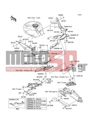 KAWASAKI - NINJA® ZX™-10R 2008 - Body Parts - Side Covers/Chain Cover - 11055-0116 - BRACKET,TAIL COVER,RH