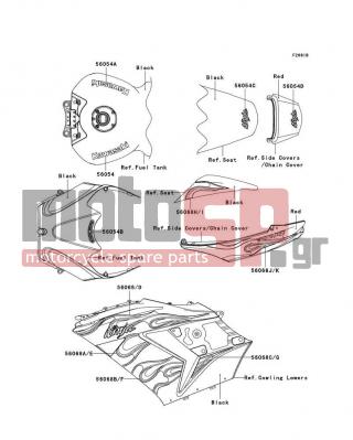 KAWASAKI - NINJA® ZX™-14 2008 - Body Parts - Decals(Black)(C8FA) - 56068-0687 - PATTERN,SEAT COVER,RH