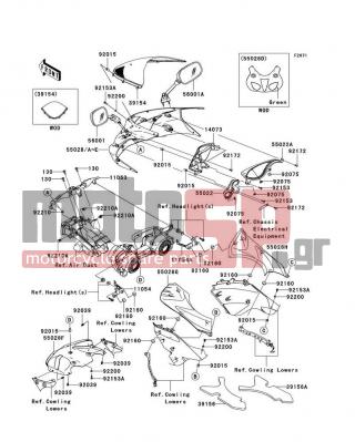 KAWASAKI - NINJA® ZX™-6R 2008 - Body Parts - Cowling - 55028-0132 - COWLING,HEAD LAMP,LWR