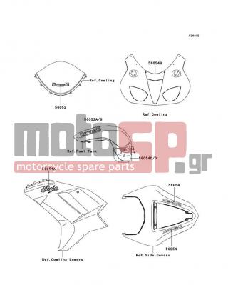 KAWASAKI - NINJA® ZX™-6R 2008 - Body Parts - Decals(Green)(P8F) - 56054-0003 - MARK,SEAT COVER,ZX-6R