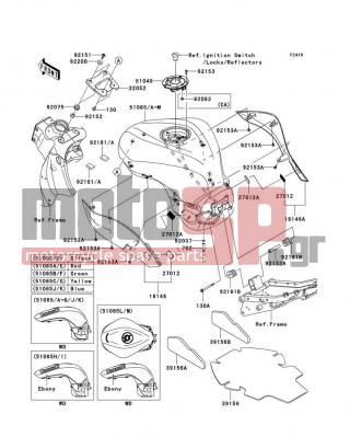 KAWASAKI - NINJA® ZX™-6R 2008 -  - Fuel Tank - 16146-0042 - COVER-ASSY,KNEE GRIP,RH