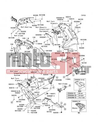 KAWASAKI - NINJA® ZX™-6R (EUROPEAN) 2008 - Body Parts - Cowling Lowers(P8F/P8FA) - 55028-0129-789 - COWLING,LWR,LH,V.YELLOW