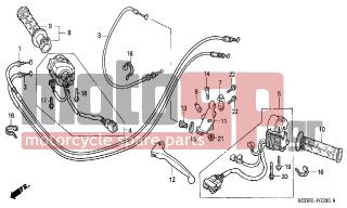HONDA - CBR600F (ED) 2002 - Frame - HANDLE LEVER/SWITCH/CABLE - 94050-06000- - NUT, FLANGE, 6MM