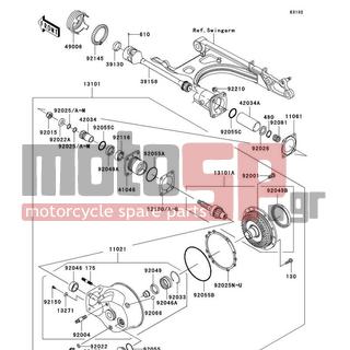 KAWASAKI - VULCAN® 1500 CLASSIC 2008 - Engine/Transmission - Drive Shaft/Final Gear - 92033-1074 - RING-SNAP,52MM