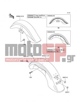 KAWASAKI - VULCAN® 1500 CLASSIC 2008 - Body Parts - Fenders - 35004-5275-19H - FENDER-FRONT,RED/WHITE
