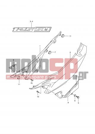 SUZUKI - DR125SM (E2) 2009 - Body Parts - FRAME COVER - 68141-24H00-FLG - EMBLEM, LH
