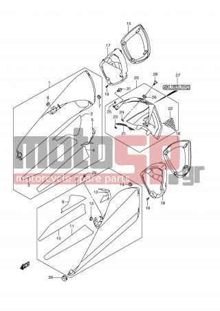 SUZUKI - GSX1300 BKing (E2)  2009 - Body Parts - MUFFLER COVER (MODEL L0) - 93314-23H00-000 - SHIELD, COVER RH NO.2