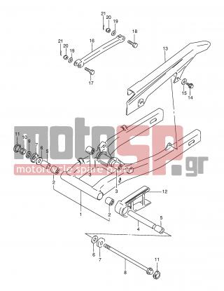 SUZUKI - GS500E (E2) 2000 - Frame - REAR SWINGING ARM - 61000-01D10-13L - SWINGING ARM ASSY, REAR (SILVER)