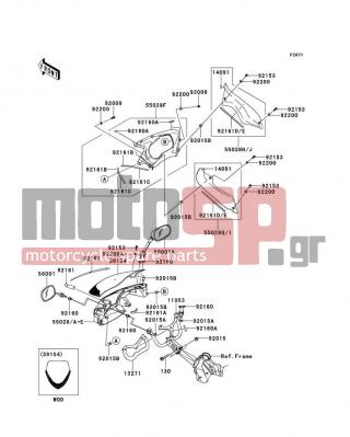 KAWASAKI - NINJA® 650R 2007 - Body Parts - Cowling(Upper) - 56001-0043 - MIRROR-ASSY,LH
