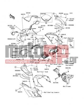 KAWASAKI - NINJA® ZX™-14 2007 - Body Parts - Cowling - 56001-0049 - MIRROR-ASSY,LH