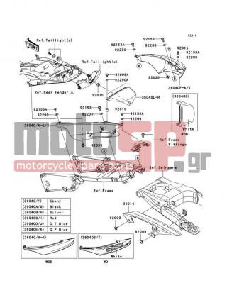 KAWASAKI - NINJA® ZX™-14 2007 - Εξωτερικά Μέρη - Side Covers/Chain Cover - 36040-0058-667 - COVER-TAIL,CNT,P.C.WHITE