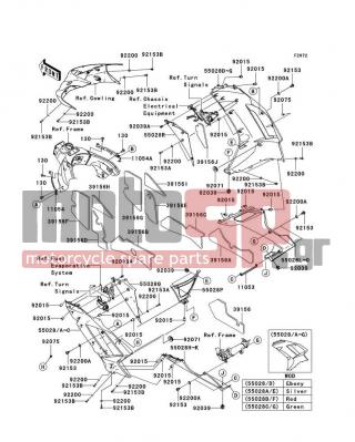 KAWASAKI - NINJA® ZX™-6R (EUROPEAN) 2007 - Body Parts - Cowling Lowers(P7F) - 55028-0127-234 - COWLING,CNT,LH,P.RED
