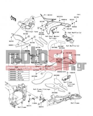 KAWASAKI - NINJA® ZX™-6R (EUROPEAN) 2007 - Body Parts - Side Covers - 36040-0054-H8 - COVER-TAIL,EBONY