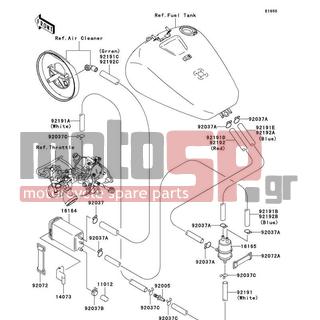 KAWASAKI - VULCAN 1500 CLASSIC 2007 - Body Parts - Fuel Evaporative System(CA) - 92037-1512 - CLAMP,CANISTER