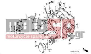 HONDA - NX250 (ED) 1988 - Engine/Transmission - RIGHT CRANKCASE COVER - 11335-KW3-000 - PIPE COMP., OIL PASS
