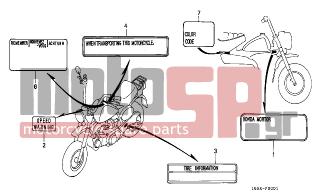 HONDA - Z50J (DK) 1996 - Body Parts - CAUTION LABEL (2) - 87565-181-930ZB - LABEL, COLOR (###) *TYPE2* (R134)
