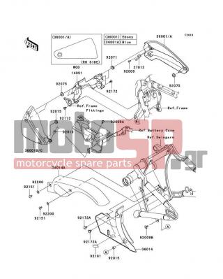 KAWASAKI - VULCAN 2000 2007 - Body Parts - Side Covers/Chain Cover - 27012-0025 - HOOK,SIDE COVER,RH