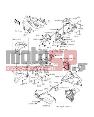 KAWASAKI - Z800 ABS 2016 - Body Parts - Cowling Lowers - 14092-0967 - COVER,SHROUD,INNER,LH