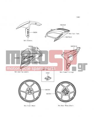 KAWASAKI - Z800 ABS 2016 - Body Parts - Decals(Red) - 56075-1196 - PATTERN,WHEEL,RED,4X1353