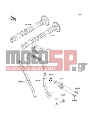KAWASAKI - ZZR600 2007 - Engine/Transmission - Camshaft(s)/Tensioner - 12053-1409 - GUIDE-CHAIN,RR