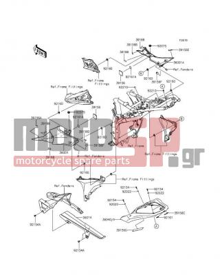 KAWASAKI - Z800 ABS 2016 - Body Parts - Side Covers/Chain Cover - 39156-1764 - PAD,35X110