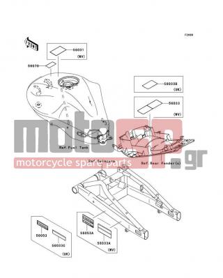 KAWASAKI - ER-6N (EUROPEAN) 2006 - Body Parts - Labels - 56053-0172 - LABEL-SPECIFICATION,TIRE&LOAD
