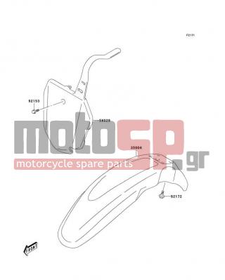 KAWASAKI - KLX125 2006 - Body Parts - Front Fender(s) - 58029-S001-533 - PLATE-NUMBER,S.WHITE