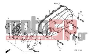 HONDA - SES125 (ED) 2002 - Engine/Transmission - LEFT CRANKCASE COVER - 19413-KGF-911 - DUCT, BELT COVER