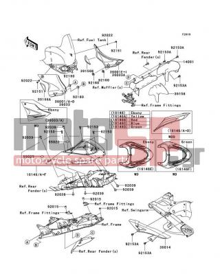 KAWASAKI - NINJA® ZX™-10R (EUROPEAN) 2006 - Εξωτερικά Μέρη - Side Covers/Chain Cover - 36001-0071-10A - COVER-SIDE,LH,P.S.YELLOW