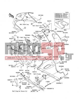 KAWASAKI - NINJA® ZX™-6R 2006 - Body Parts - Cowling Lowers - 92200-0157 - WASHER,10.4X15.9X0.5