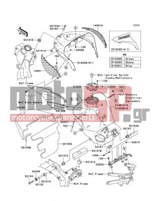 KAWASAKI - NINJA® ZX™-6R 2006 -  - Fuel Tank - 14091-0324 - COVER,KNEE GRIP,LH