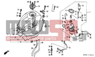 HONDA - CBR600F (ED) 2001 - Body Parts - FUEL TANK (2) - 16713-MBG-010 - TUBE, FUEL PUMP RETURN