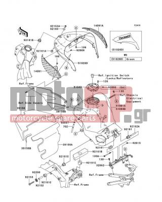 KAWASAKI - NINJA® ZX™-6RR 2006 -  - Fuel Tank - 14091-0324 - COVER,KNEE GRIP,LH