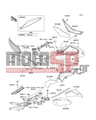 KAWASAKI - NINJA® ZX™-6RR 2006 - Body Parts - Side Covers - 36001-0042 - COVER-SIDE,LH