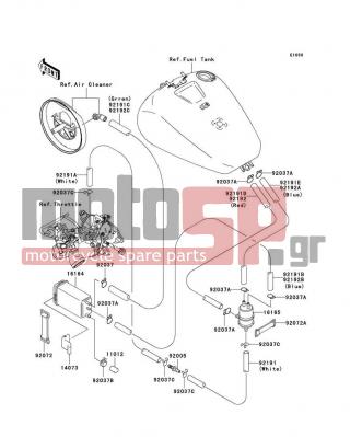 KAWASAKI - VULCAN 1500 CLASSIC 2006 - Body Parts - Fuel Evaporative System(CA) - 92037-1512 - CLAMP,CANISTER