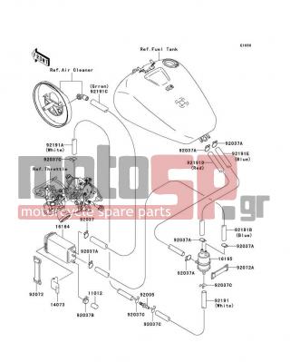 KAWASAKI - VULCAN 1500 CLASSIC 2006 - Body Parts - Fuel Evaporative System(CA) - 92037-1512 - CLAMP,CANISTER