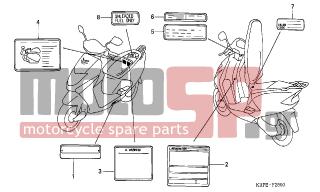 HONDA - SCV100 (ED) Lead 2003 - Body Parts - CAUTION LABEL - 87565-KRP-980ZB - LABEL, COLOR *TYPE2* (PB215)