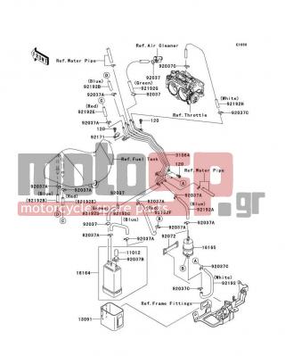KAWASAKI - VULCAN 2000 CLASSIC 2006 - Body Parts - Fuel Evaporative System(CA) - 92037-1512 - CLAMP,CANISTER
