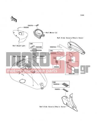 KAWASAKI - VULCAN 2000 LIMITED 2006 - Body Parts - Labels - 59464-0198 - LABEL-CERTIFICATION,EVAPO ROUT