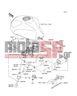 KAWASAKI - Z1000 2006 - Body Parts - Fuel Evaporative System(CA) - 92192-0005 - TUBE,CANISTER-FITTING,GREEN