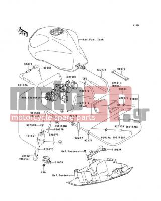 KAWASAKI - Z750S 2006 - Body Parts - Fuel Evaporative System(CA) - 92037-1512 - CLAMP,CANISTER