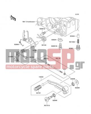 KAWASAKI - CANADA ONLY 2005 - Engine/Transmission - Gear Change Mechanism - 92144-1580 - SPRING,NEUTRAL POSITION