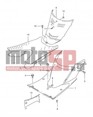 SUZUKI - AN150 Y (E34) 2000 - Body Parts - REAR LEG SHIELD - 48121-20E00-291 - SHIELD, LEG REAR (BLACK)